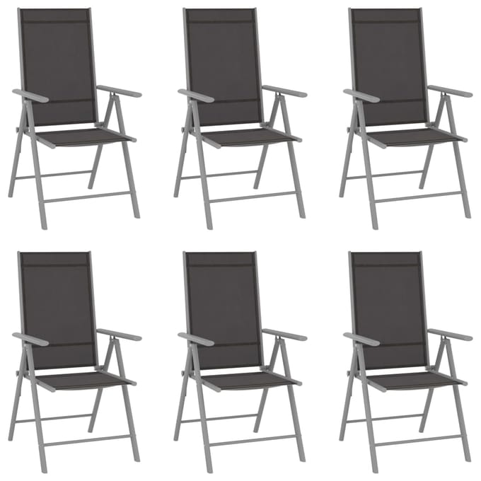 vidaXL - Klapstoelen - 6 - stuks - Textilene - Zwart