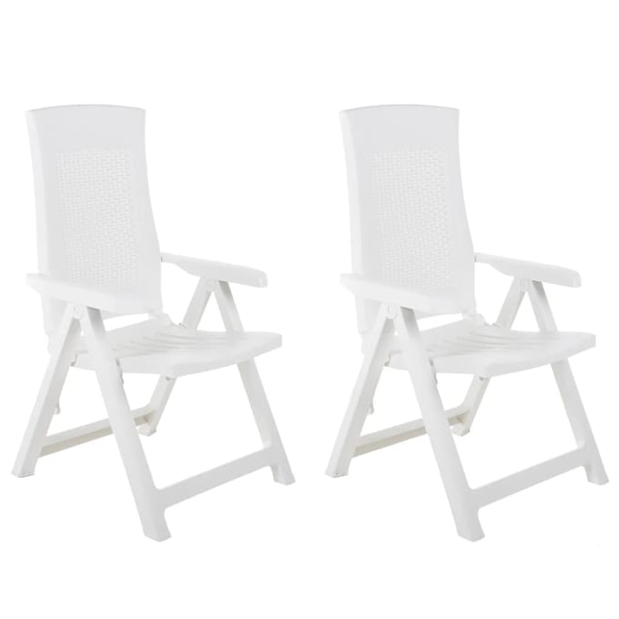 vidaXL - Opklapbare - ligstoelen, - 2 - stuks, - wit - plastic.