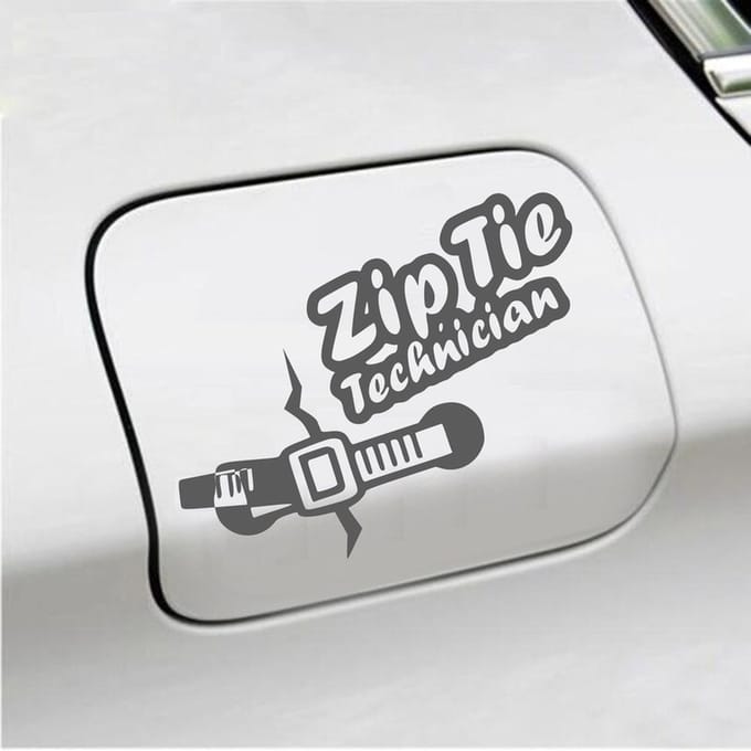 Bumpersticker - Zip Tie Technician - 11,2 X 14,8 - Antraciet