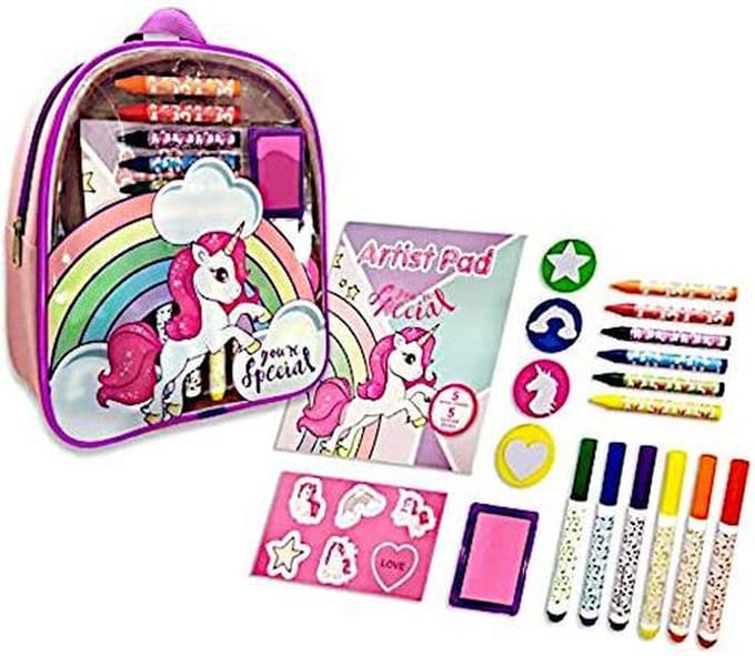 Eenhoorn Schrijfset in rugzak Junior 26 X 29 Cm Pvc/papier Roze 29-delig