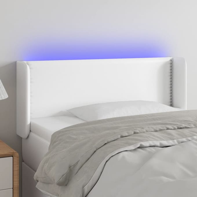 vidaXL - Hoofdbord - LED - 103x16x78/88 - cm - kunstleer - wit