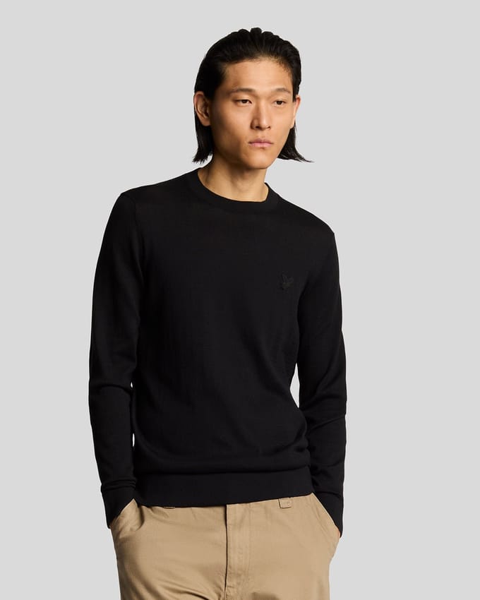 Lyle & Scott Superfine Cotton Crew Neck Trui - Zwart