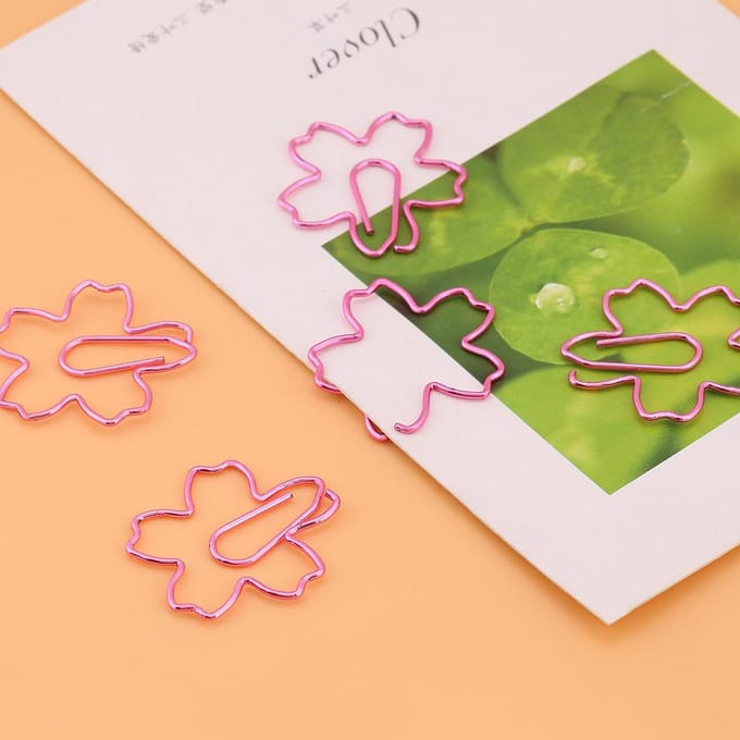 12 Stuks Creatieve Kersenbloesem Vorm Paperclips Bladwijzer Markering Document Organiserende Clip black