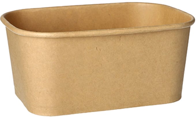 25 Kartonnen Verpakkingsbeker rechthoekig 1000 ml 7,5 cm x 17,3 cm x 12,3 cm bruin
