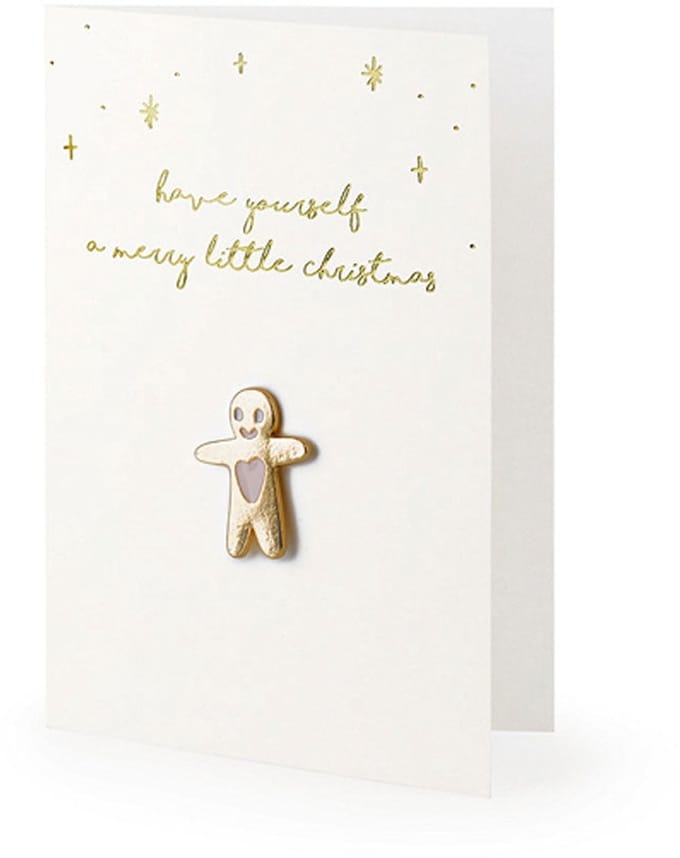 Kerstkaart gouden peperkoek 14,8 cm