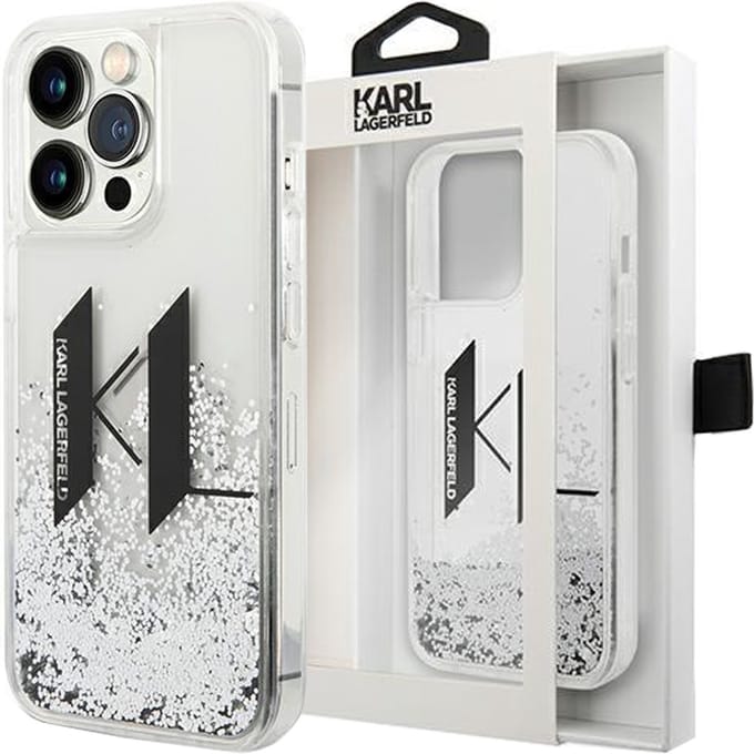 iPhone 14 Pro Backcase hoesje - Karl Lagerfeld - Effen Zilver - Silicone