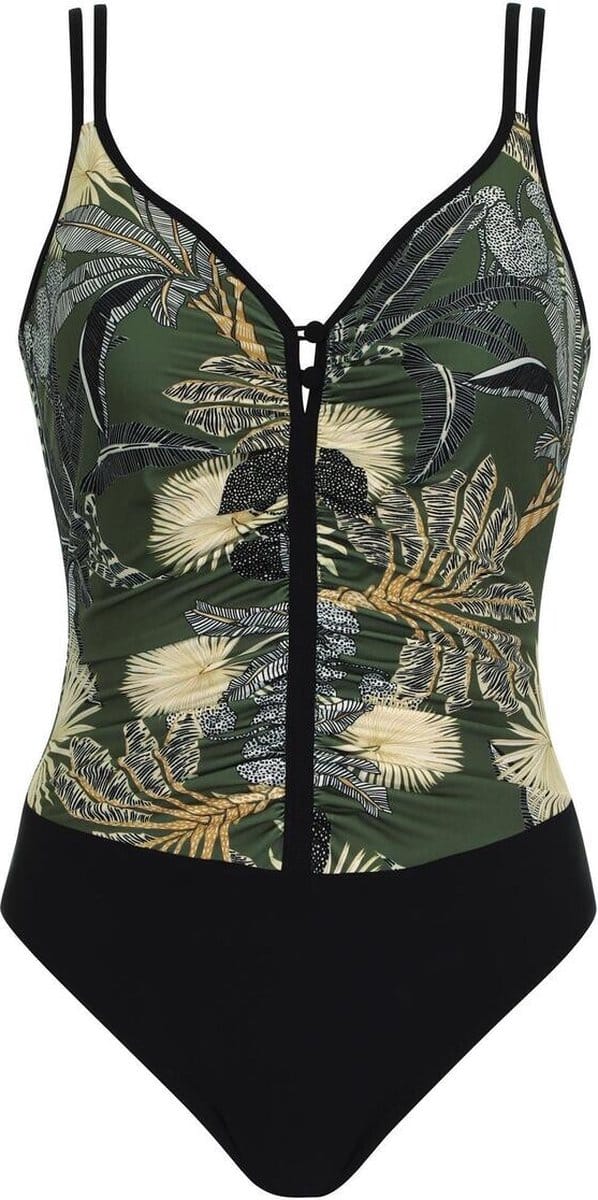 Sunflair - Badpak -Zwart/Groen Bladermotief - 38B