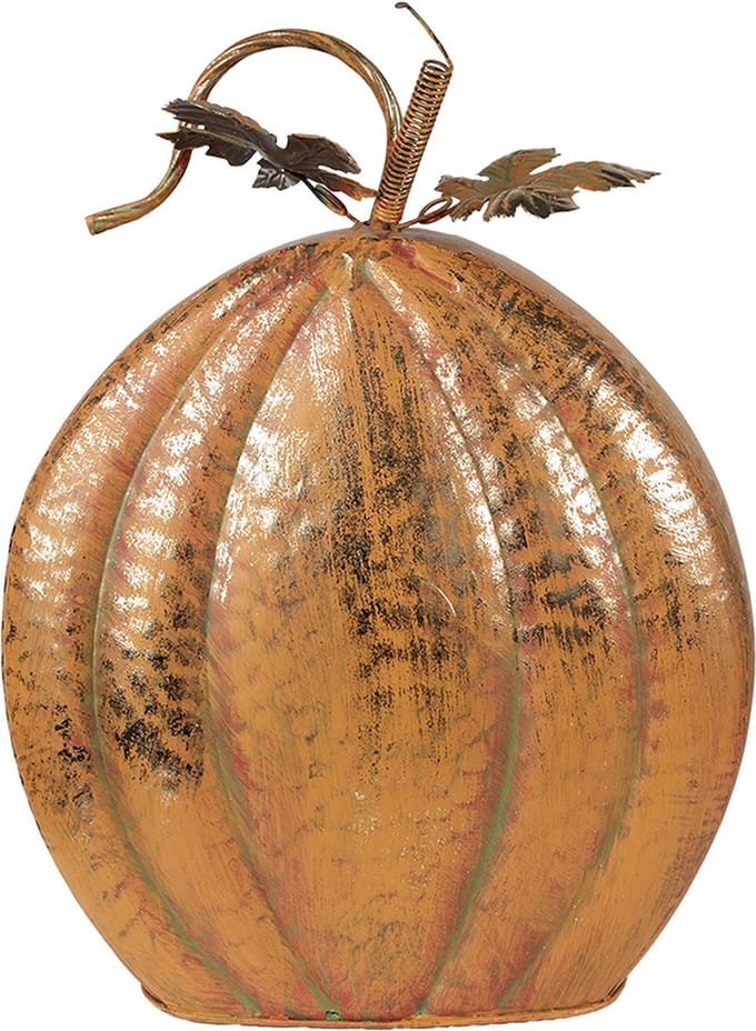 Clayre & Eef Decoratie Pompoen 34x15x42 cm Oranje Metaal Herfst decoratie