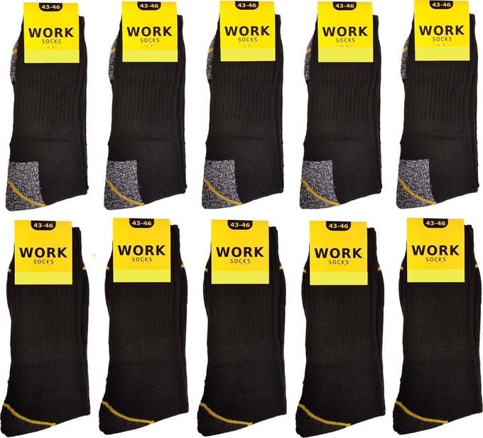 Profi Work© werksokken 10 paar zwart en grijs maat 43/46