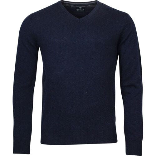 Baileys Trui V-Neck Uni Color Lambswool Navy / male