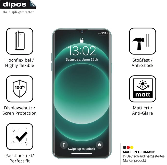 dipos FLEX – 2x Matte Screenprotector geschikt voor GFive Note 25 Ultra | Volledige Schermbescherming | Case-Friendly