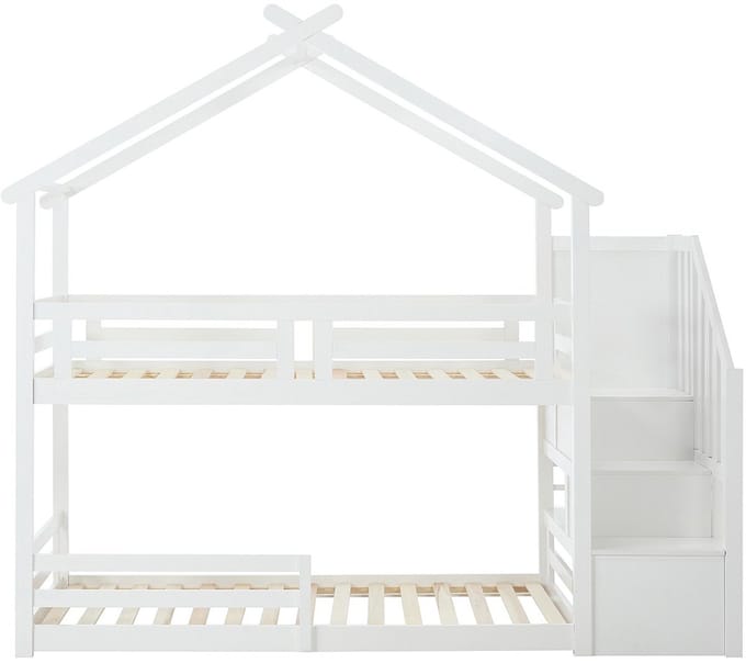 Vente-unique Stapelbed hout wit 90 x 190 cm