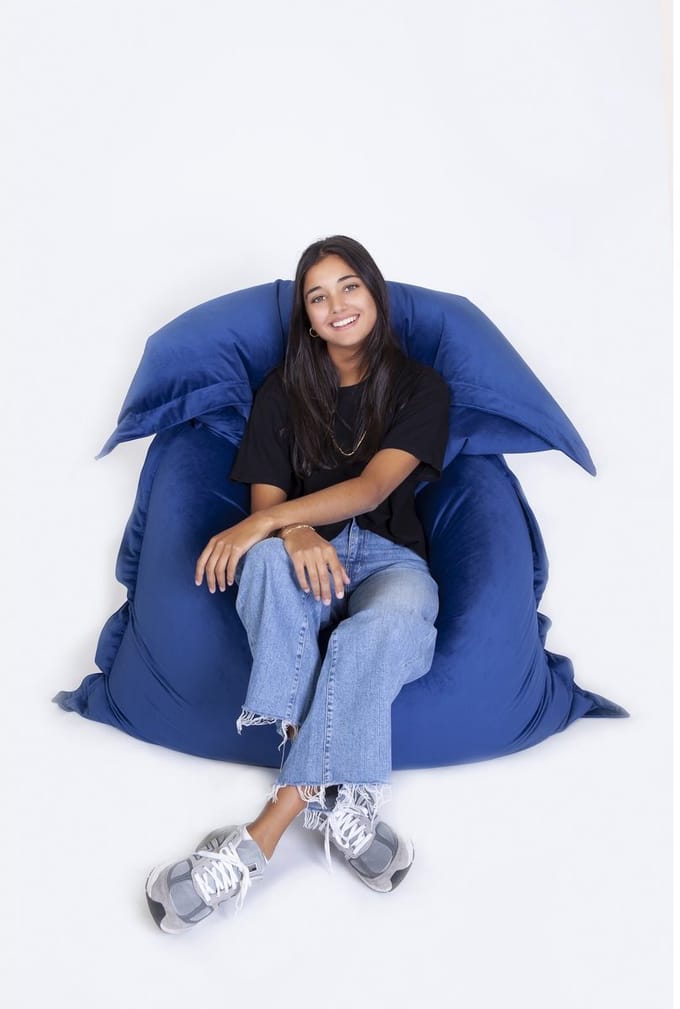 Sit On It Zitzak - Multifunctioneel - Ruimtebesparend - Oceaanblauw - Hoogwaardig Fluweel - Lichtgewicht en Modern