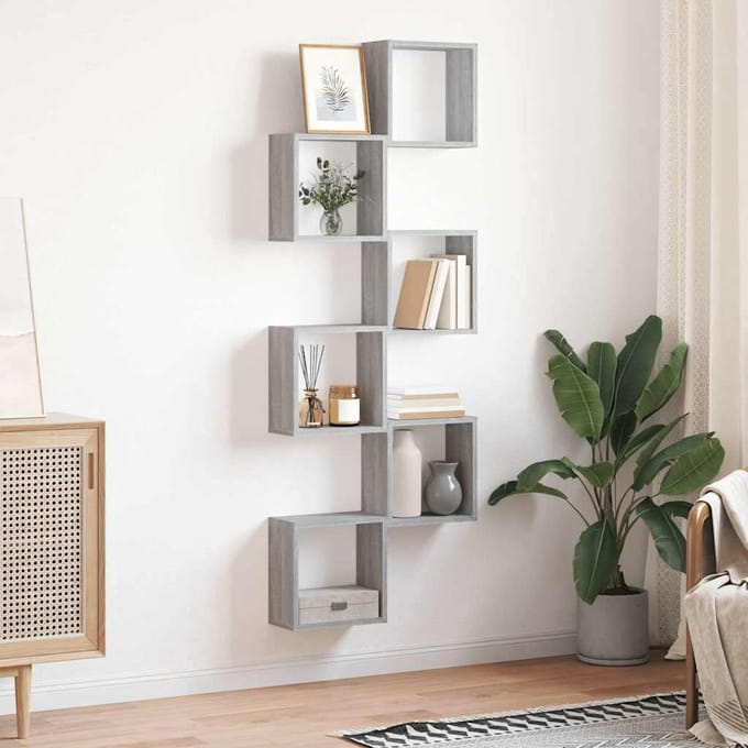 vidaXL - Wandschappen - kubus - 6 - st - 30x15x30 - cm - grijs - sonoma