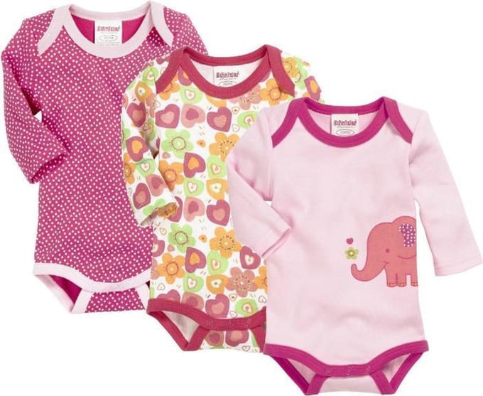 Playshoes Schnizler set 3 rompers lange mouw olifant roze