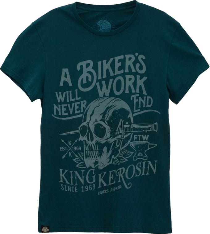 King Kerosin T-shirt Bikers Work Watercolour Blue