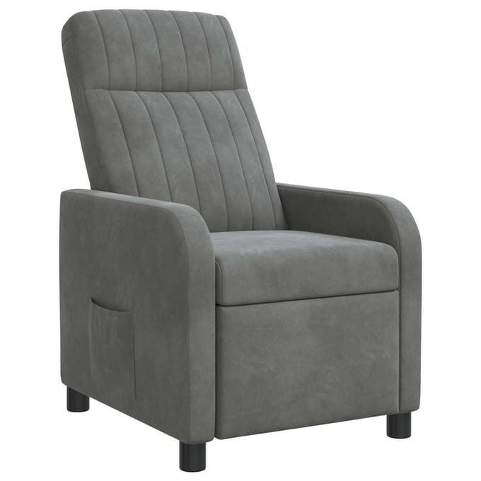 vidaXL - Recliner - Donkergrijs - fluweel
