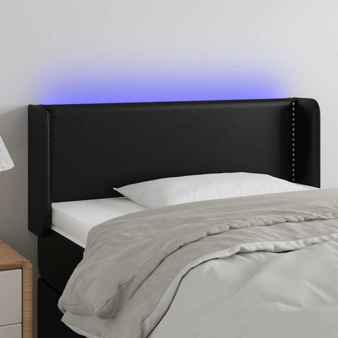 vidaXL - Hoofdbord - LED - 93x16x78/88 - cm - kunstleer - zwart