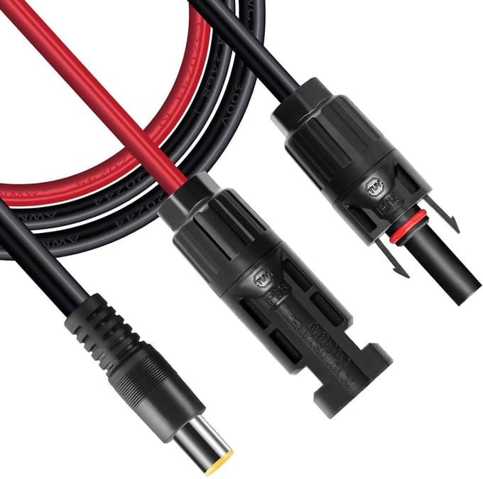 Zonnepaneel Adapter - DC8020 Kabel - Energie Opladen - Waterdichte Ring - 1.8 m - Zwart