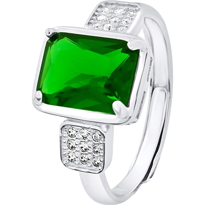 Ring "Emerald Color" -kristal en verstelbare zirkoniumoxiden 925 - Gatsby