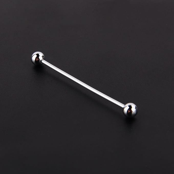 Heren verzilverde stalen kraagspeld met stud, barbell bar clip sluiting, broche 6 cm white