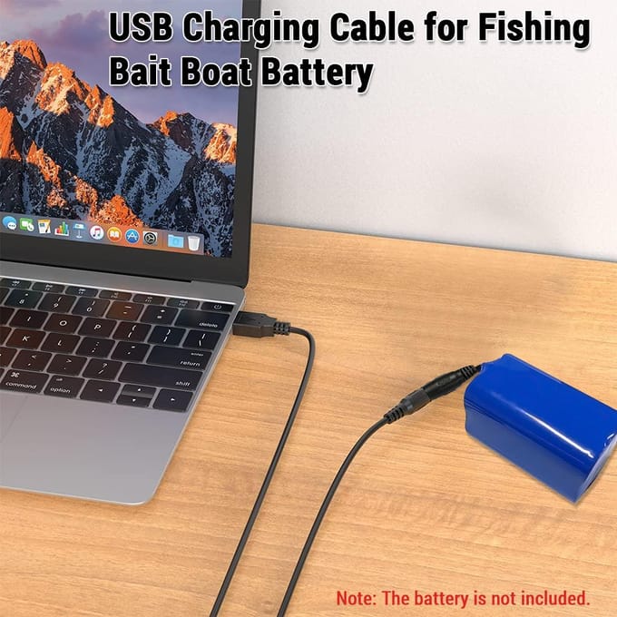3,3ft USB-oplaadkabel Draadsnoer Vervanging voor Visaas Boot Batterij Oplaadkabel zwart