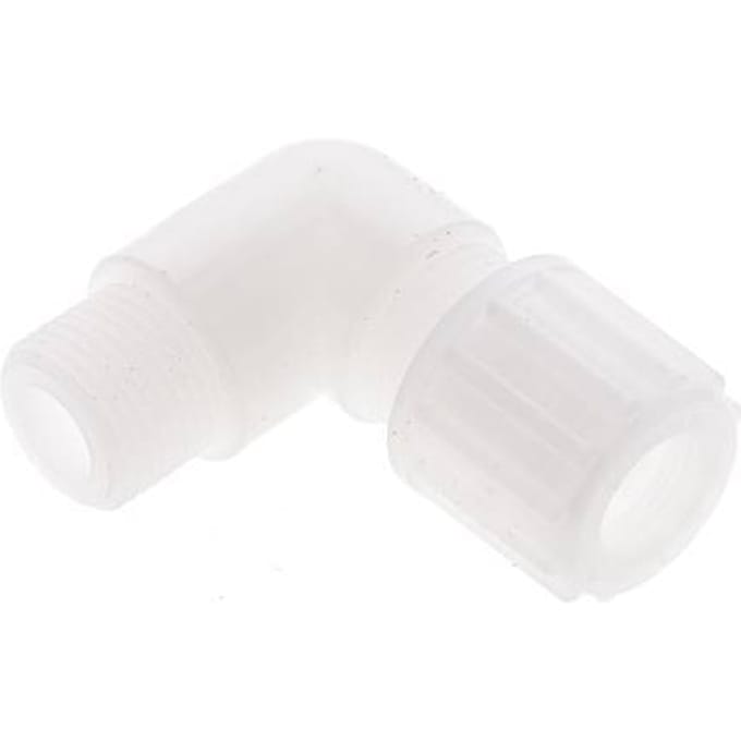 12x10mm & G3/8'' PVDF L-Vorm Knelfitting Buitendraad 10bar