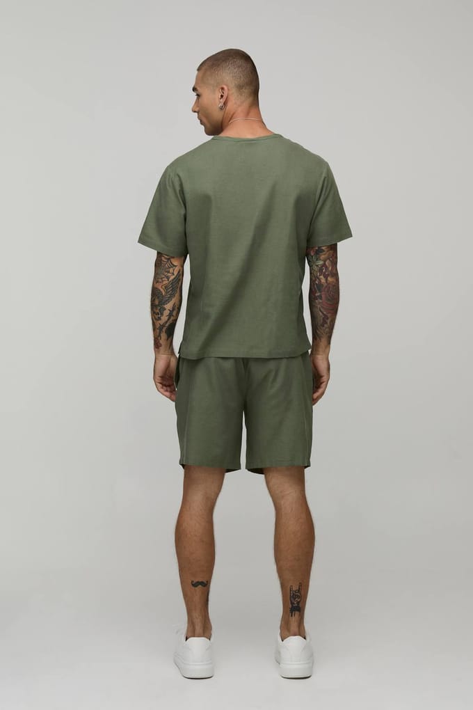 Ontspannen Pasvorm Middellange Linnen Mix Short | Olive | Size XS