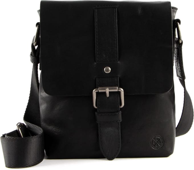 SADDLER Leren Schoudertas George Messenger Bag Black Zwart