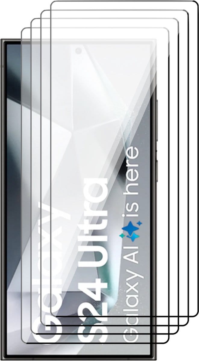 Screenprotector geschikt voor Samsung Galaxy S24 Ultra - 4x Volledig Dekkend Glas Screen Protector
