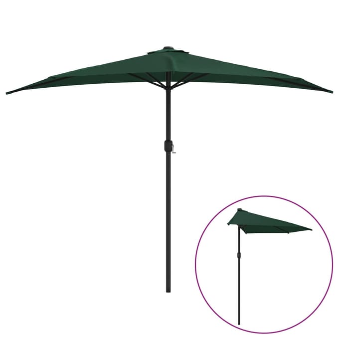 vidaXL - Balkonparasol - half - met - aluminium - paal - 300x155 - cm - groen