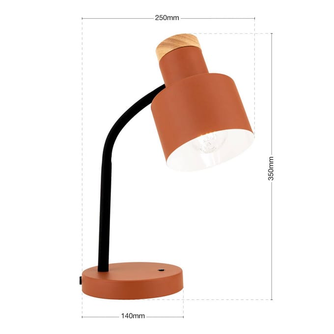ORION Tafellamp Gili, koraalrood, staal, hoogte 35 cm, E27