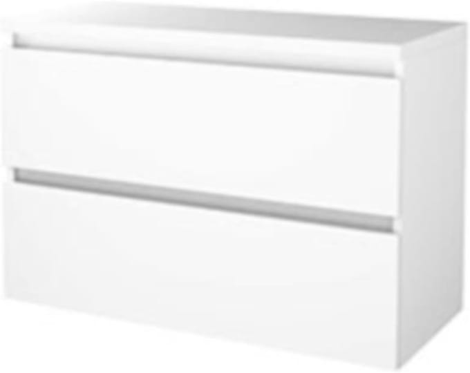 Basic-Line Start 46 Badkamermeubelset - 100 x 46 cm - Greeploos - 2 Lades - Wastafelblad - Ice White