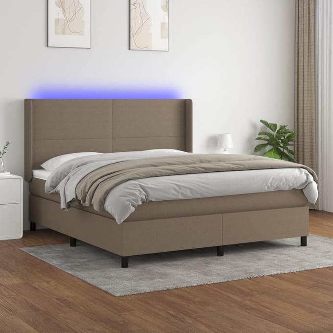 vidaXL - LED - Box - Spring - Bed - met - hoofdeinde - Stof