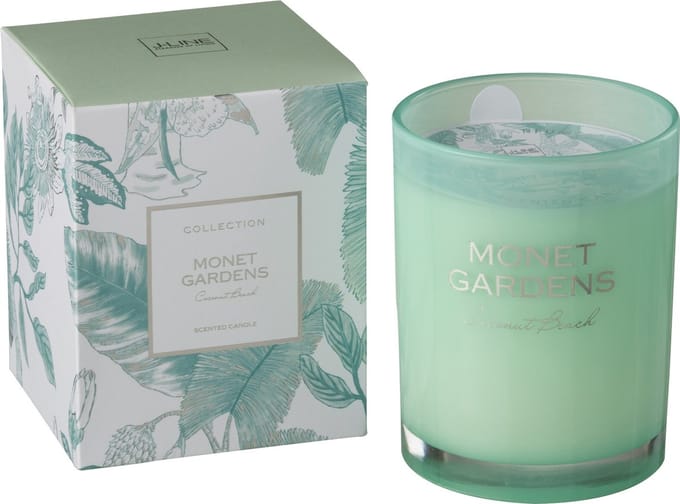 J-Line geurkaars Monet Gardens - Coconut Beach - glas - blauw – large - 70U