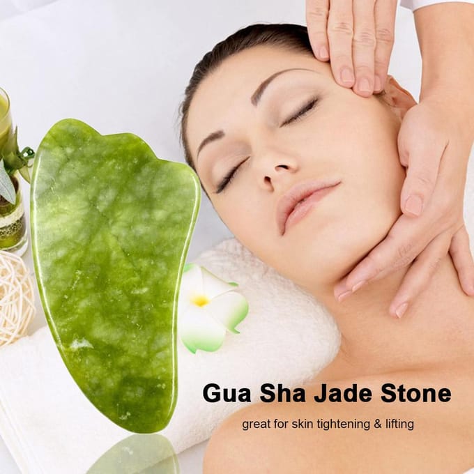 Gua Sha Board Jade Stone Guasha Schrapen Massage Tool Gezichtsmassager voor gezicht Ogen Hals Lichaamshuid 2# green