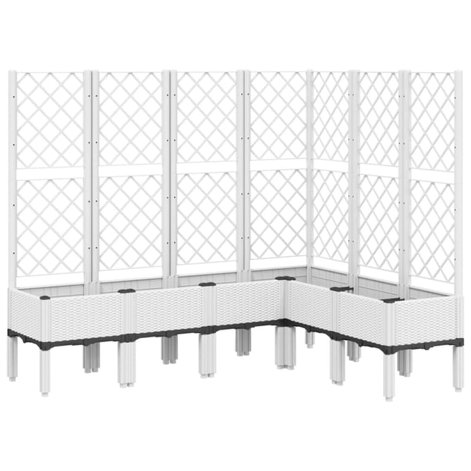 vidaXL - Plantenbak - met - latwerk - 160x120x142 - cm - polypropeen - wit