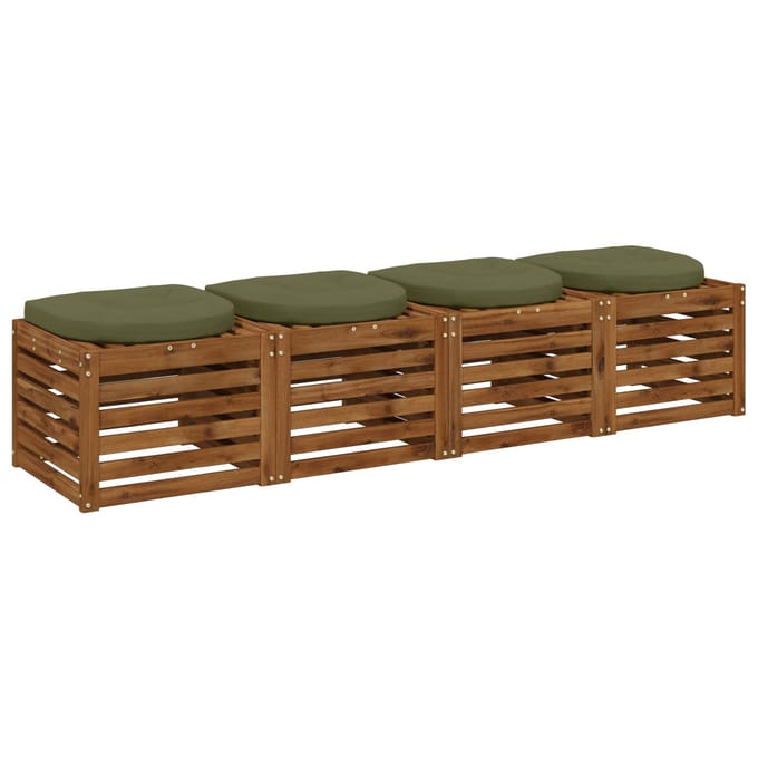 vidaXL - 4-Piece - Zitkussens - 4 - st - 100% - Polyester - Olijfgroen