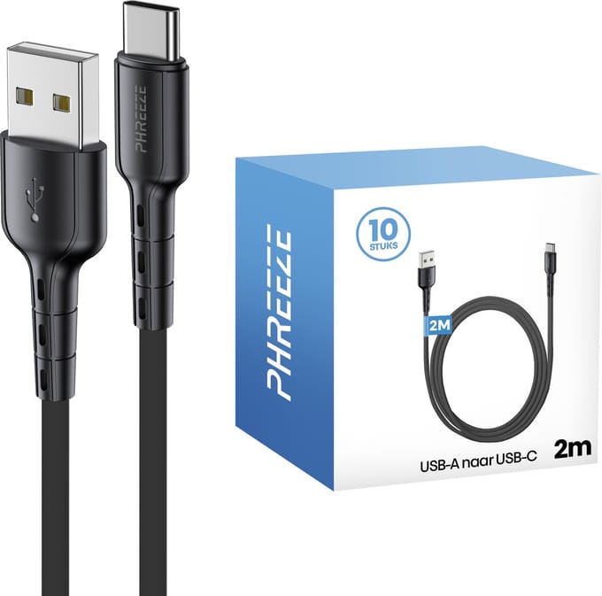 Grootverpakking usb C oplader kabel 2m - Usb naar usb C snoer -Phreeze