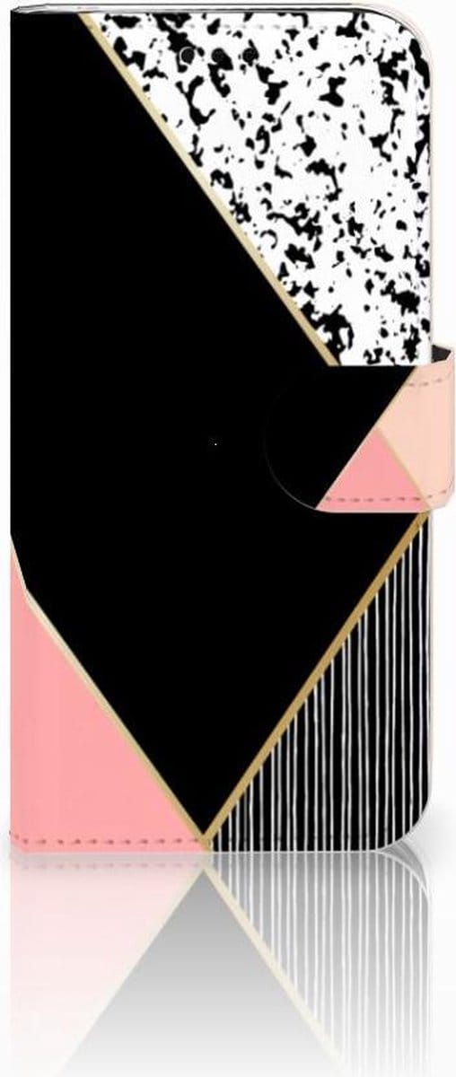 Book Case voor Samsung Galaxy J5 2017 Book Case Zwart Roze Vormen
