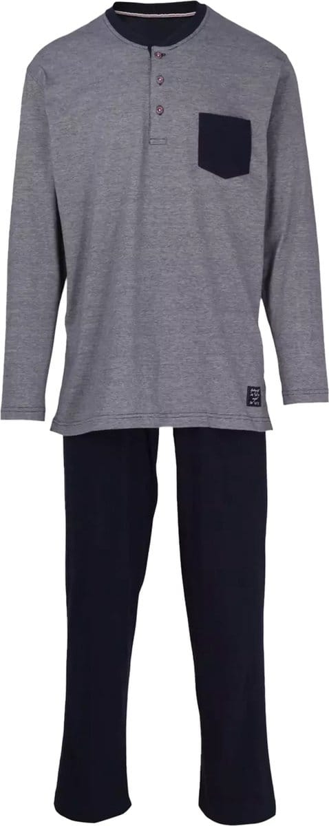 Ceceba heren pyjama O-hals met knoopjes - donkerblauw