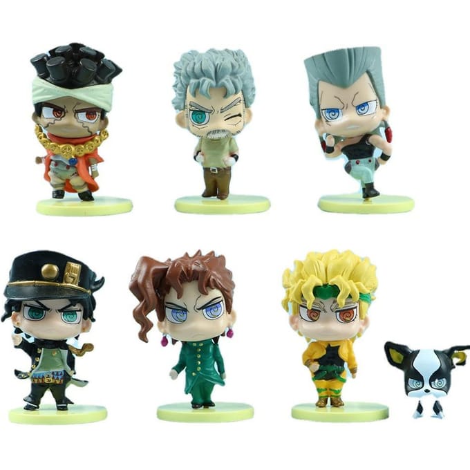 7 stuks/set JoJo's Bizarre Adventure Schattige Figuur Speeltjes pack by bag beige