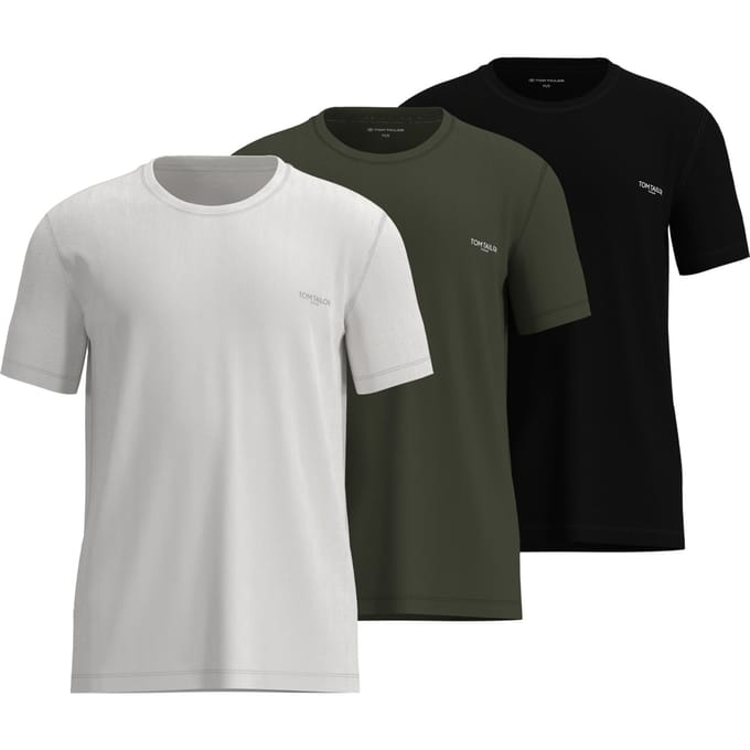 TOM TAILOR - Ohio - Heren Ondershirt met ronde hals - 3-pack - Multicolor