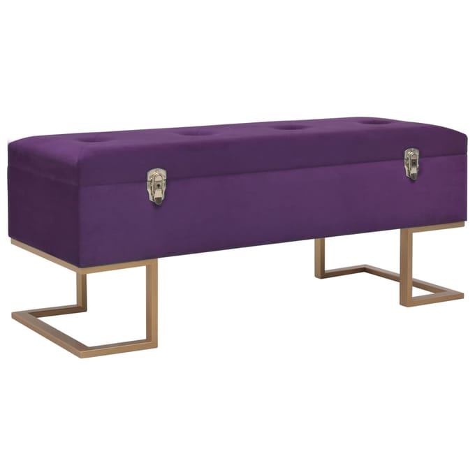 vidaXL - Bankje - met - opbergvak - 105 - cm - fluweel - paars