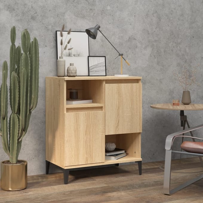 vidaXL - Dressoir - 60x35x70 - cm - bewerkt - hout - sonoma - eikenkleurig