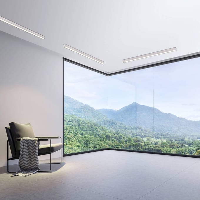 PURE LED plafondlamp Lines, 110 cm, zilver, CCT, afstandsbediening
