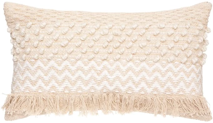 Atmosphera Sable Cuivré Sierkussen – Beige/Goud – Katoen – 30 x 50 cm – Met Franjes