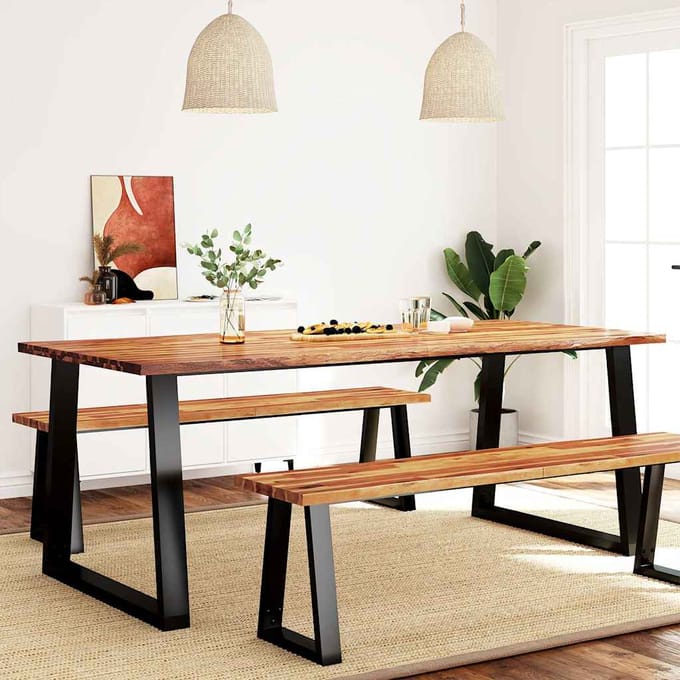 vidaXL - Eettafel - met - natuurlijke - rand - 200x90x75 - cm - massief - acaciahout