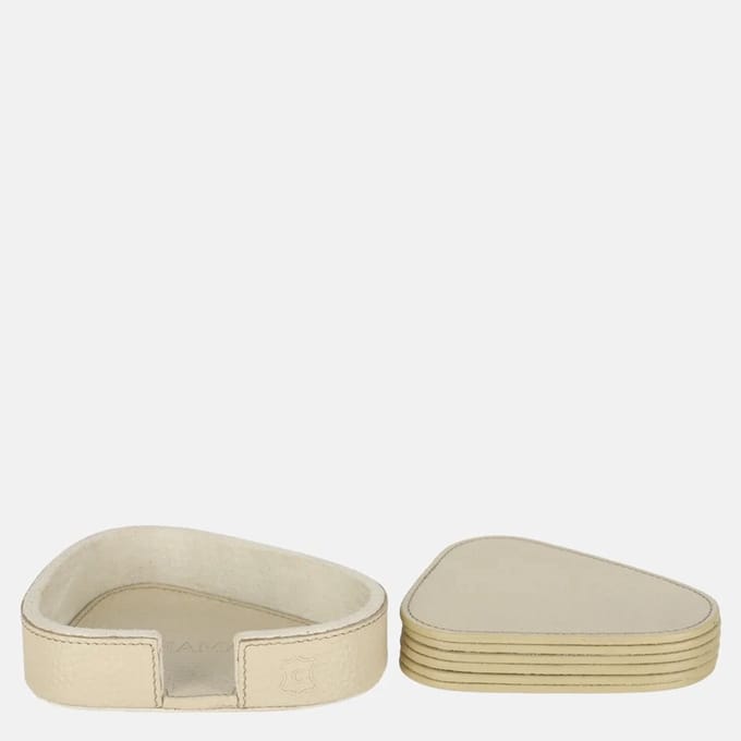 Chamada Lotte leren onderzetters effen organisch beige
