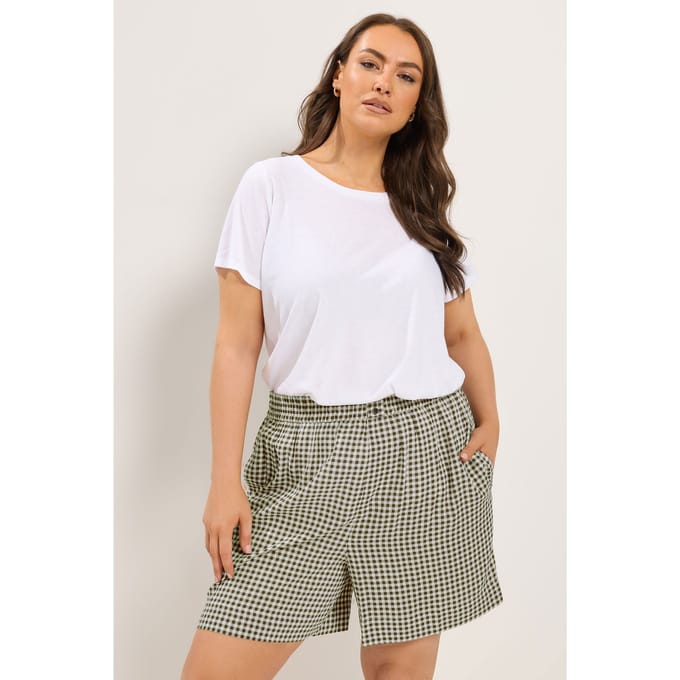 Yours Bruine Geruite Shorts Size 42
